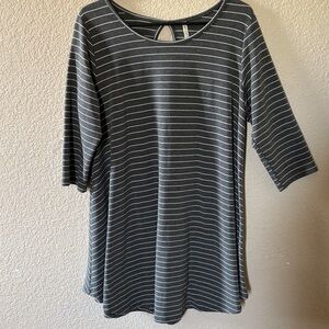 Wishlist Gray Striped Midi Swing Dress Sz M/L